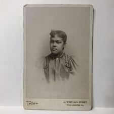 Vintage Cabinet Card Photo Young Woman Heart Locket Taylor West Chester PA picture