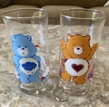 Vintage Care Bears Grumpy & Tenderheart Glasses 1983 Pizza Hut Drinking Cups picture