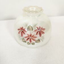 Vintage Fenton Fairy Light Lamp Shade Opaque Iridescent Hand Painted Poinsettia picture
