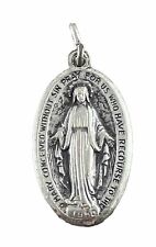 Vintage Catholic Miraculous Mary Silver Tone Religious Medal Italy picture