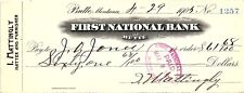 1905 BUTTE MONTANA I. MATTINGLY HATTER AND FURNISHER FIRST NATIONAL CHECK Z1592 picture