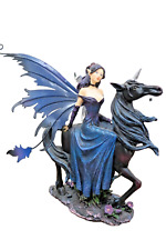 Dream Fairy Statue Figurine #50101 Fantasy Goth On Unicorn W/ Box Dream Fairies picture