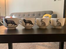 Large West Elm Arctic Fox and Snowshoe Hare Mugs, Two of Each, 2.3 Cups Capacity picture