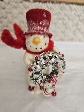 Vintage Midwest Of Cannon  Falls Nicole Sayer Snowman With Wreath Figure 5.5