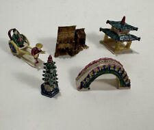 Vintage Miniature Figurine Pagoda Bridge Lot 5 Chinese Bonsai Decoration picture