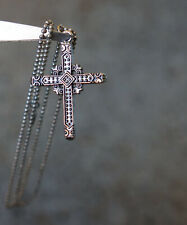 Cross Pendant Necklace - Army Ball Chain Black Silver Tone Metal picture