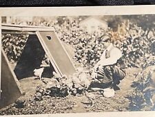 Chickens Coop Farm Man with Chickens RPPC Real Photo c1910s Postcard A75 picture