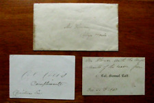 COLONEL SAMUEL COLT INSCRIBED CARDS AND COVER CHRISTMAS DAY 1860 picture