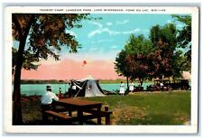 1938 Tourist Camp Lakeside Park Lake Winnebago Fond Du Lac Wisconsin Wi Postcard picture