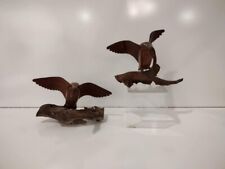 Pair of Wooden Ducks Sculptures on Drift Wood largest is 8