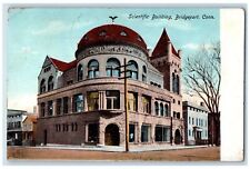 1906 Scientific Building Facade Entrance Street Corner Bridgeport CT Postcard picture