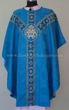 MARIAN BLUE GOTHIC CHASUBLE  and mass & stole set casula casel casulla, AM picture