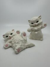 Vintage Pair Ceramic Persian Kittens Hand Painted Figurines White picture