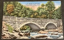 Vintage Great Smoky Mountain NP Linen Postcard Bridge on the Little Pigeon River picture