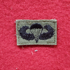 VINTAGE US Army BASIC PARACHUTIST JUMP WINGS BADGE Sew On Vietnam OD Olive Drab picture