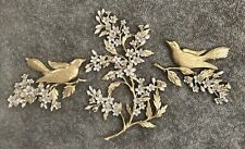 3 Pc. 1967 Gold & White Birds Dogwood Branches Syroco Resin Dart Wall Art picture