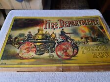1890s Milton Bradley FIRE DEPARTMENT puzzle Three Puzzles in ORIGINAL BOX  picture