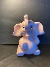 Vintage Ceramic Pink Happy Elephant Bank Trunk Up Stopper Included picture