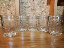 Set Of 5 HALF PINT Jelly Jar Ball QUILTED CRYSTAL Clear Round USA NO LID picture