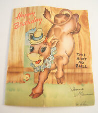 Happy Birthday This Ain't No Bull Forget Me Not Greeting Cards T-33 Vintage picture