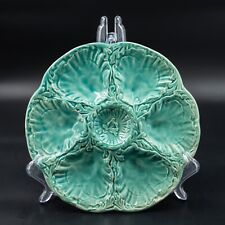 Antique Majolica Oyster Plate GIEN Vintage Mint Green Turquoise picture