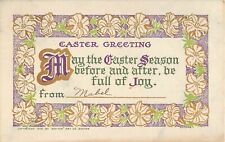 c1909 Bon Ton Art Co Arts & Crafts Postcard; Easter Greeting, Gold Lily Border picture