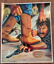 Vintage Nocona Boots Store Advertising Poster Western Boots Alex Ebel 1980 picture