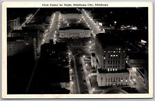 Vtg Oklahoma City OK Civic Center Night View 1940s Old Card Postcard picture