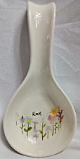 Rare Rae Dunn by Magenta Bloom Flower Ceramic Spoon Rest Kitchen Decor picture