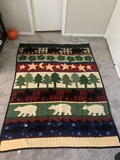 Vintage San Marcos Christmas Holiday Blanket Heavy Reversible Plush 76x58 picture