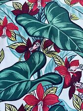 30's Miami Beach JUNGLE Jadeite Elephant Ear & Orchids Barkcloth Vintage Fabric picture