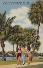 St Petersburg FL Florida Bartlett Park Threesome Sexy Girls 1940 Vtg Postcard O2 picture