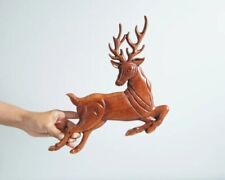 Running Deer Wall Decor Wall Art, Statue, Animal Sculpture, Wood Carving, Office picture