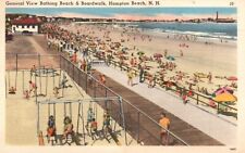 Postcard NH Hampton Beach Bathing Beach Boardwalk Linen Vintage PC J4049 picture