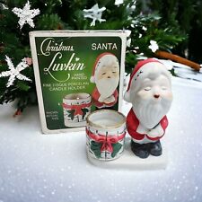 Vintage Jasco Christmas Luvkin Kissing Santa Claus Candle Holder in Original Box picture