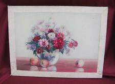 VINTAGE KOREA HAND EMBROIDERED SILK PAINTING STILL LIFE - FLOWERS picture