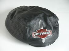 Harley Davidson Cap Black Leather Ascot Newsboy Gatsby Embroidered L picture