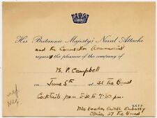 British Naval Attache invitation to Canada Consul in Shanghai China 1940s picture