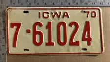 1970 Iowa license plate 7-61024 Black Hawk Ford Chevy Dodge 8898 picture
