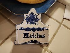 Vintage Delft porcelain blue and white match wall holder picture