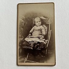 Antique CDV Photograph Adorable Little Girl Sitting In Chair Cambridge IL picture