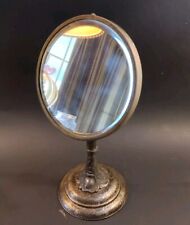 Antique Shaving Mirror Silver Tone Ornate Victorian Adjustable Swivel Metal picture