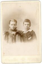 Circa 1880'S Cabinet Card Two Adorable Children  Hamilton Grand Rapids, MI picture