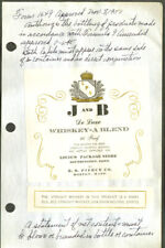 J&B Whiskey label Louie's Package Southington CT 1951 picture