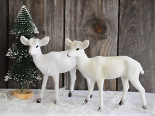 Two Flocked White Christmas Deer picture