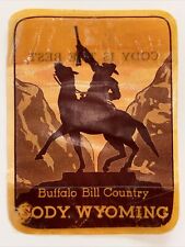 Vintage 1938 Original Cody, Wyoming Buffalo Bill Souvenir Paper Window Sticker picture