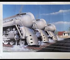 “The Mighty Hudsons 1938” by Paul Adams   27x21 locomotives Mercury Zephyr Litho picture