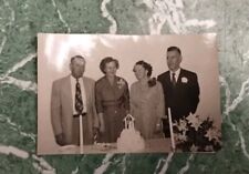 1950s Retro Vintage Photograph Family Standing Together At Wedding By Cake  picture