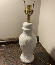 Large BEAUTIFUL MILK Glass Lamp Antique Vintage white light Embossed With Flower picture