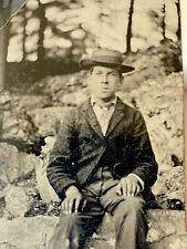 Interesting Outdoor Tintype Portrait Of A Handsome Man Seated In Nature picture